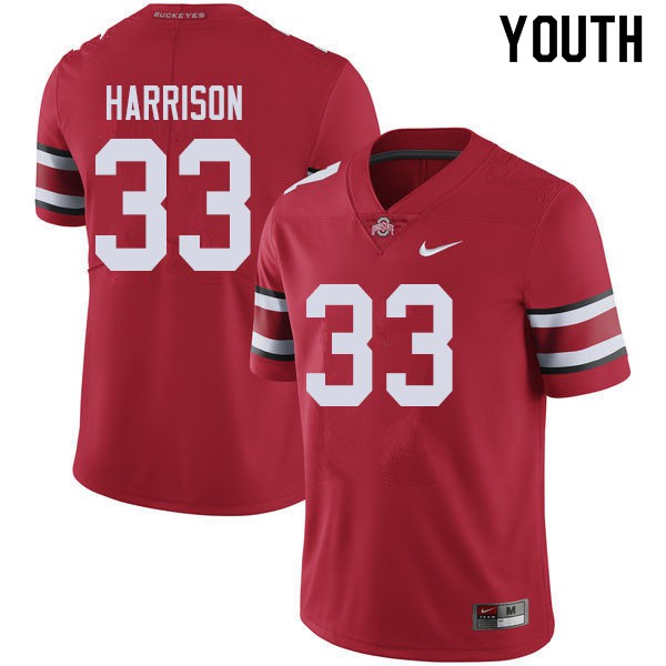 Ohio State Buckeyes #33 Zach Harrison Youth Official Jersey Red OSU38452